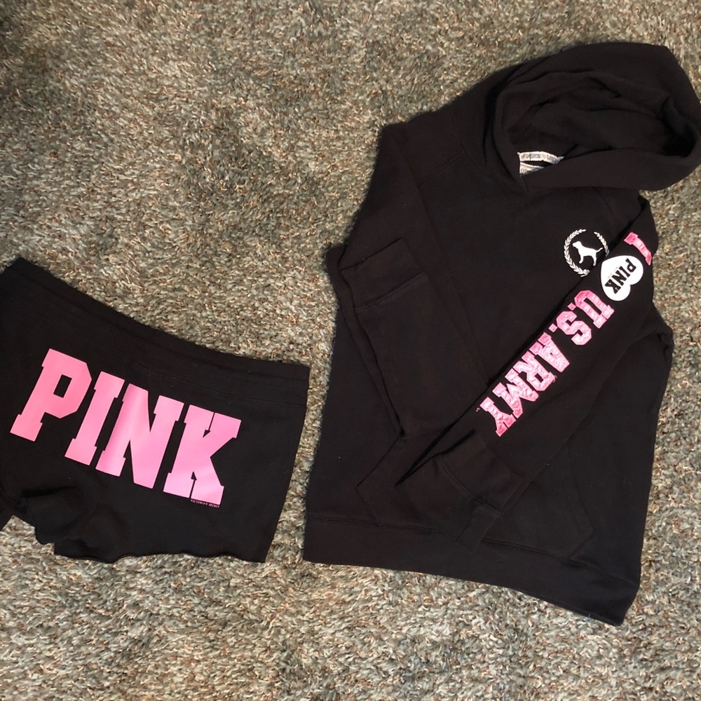 ❌ Victoria’s Secret PINK US Army Hoodie Short Set - Picture 1 of 4